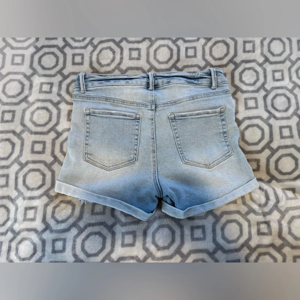 Wax Jean Light Blue Distressed Jean Shorts - Picture 2 of 3